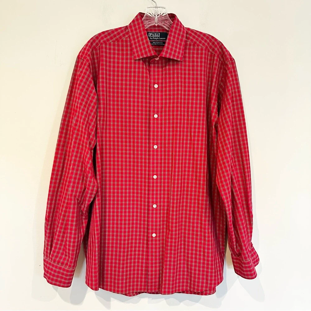 Polo Ralph Lauren Westerton 100% Cotton Button Up Shirt Men's‎ Large Red Plaid